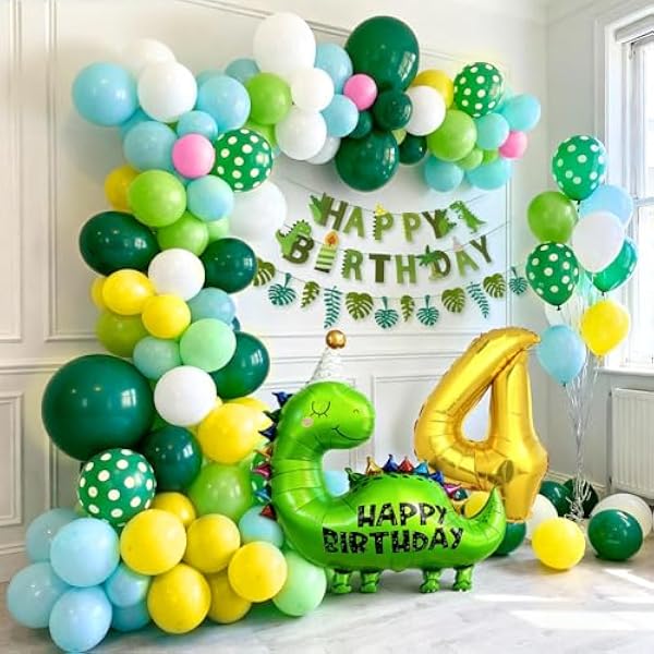 510N4yHKXAL._AC_US600_.jpg Dino Geburtstag Deko 3 4 5 Jahre, Grün Luftballon Girlande mit XXL Folienballons Safari Dschungel Dinosaurier Party Deko Kinder Junge (4 Jahre)