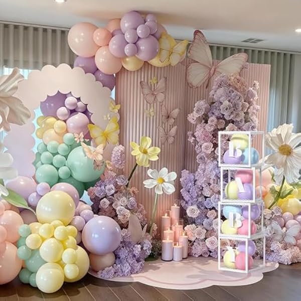 512qGVhVdDL._AC_US600_.jpg 131 Stück Babyparty Deko Kinder Mädchen, Pastell Macaron Luftballon Girlande Arch Kit mit Baby Ballon Box für Geburtstag Baby Shower Taufe Deko Mädchen Gender Reveal Party Dekoration
