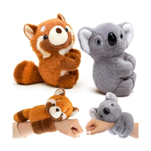 51Q5xK3JSML._AC_SR600600_.jpg PtyPop 2 Stück Plüsch Koala Roter Panda Schnapparmband(20cm) Kinder Spielzeug ab 3 Jahre,Koala Kuscheltier & Roter Panda Kuscheltier, Animal Slap Bracelets Geschenke für Mädchen Junge