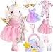 51TDMz64AzL._SL75_.jpg Unicorn Gifts for Girls, 43cm Unicorn Cuddly Toy with 3 Outfits & Plush Bag & Wings, Unicorns Soft Toys Stuffed Animal Unicorns Plush Dress up Doll Christmas Birthday Gifts for Girls Age 3 4 5 6 7 8