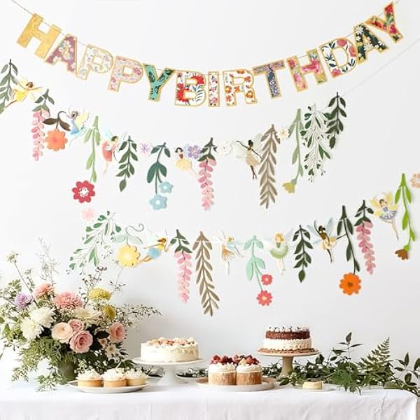 51j1IgtaHCL._AC_US600_.jpg PtyPop Blumen Girlande Papier Wildblume Deko mit Happy Birthday Girlande, Geburtstag Girlande für Gartenparty Frühling Sommerdeko Geburtstag Party Deko für Kinder Mädchen Frauen