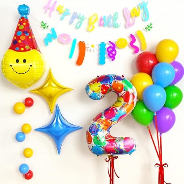 51v78awbLL._AC_US600_.jpg Geburtstagsdeko Kinder 2 3 4 Jahre, 83cm Lächeln Folienballon & Happy Birthday Girlande & Zahlen Folienballon & Bunte Luftballons für Jungen Mädchen Kindergeburtstag Party Deko Geburtstag (2 Jahre)