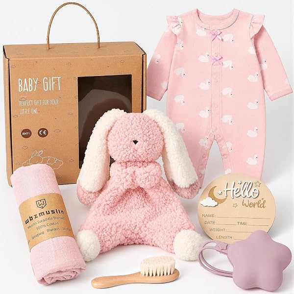71zrMO9GZL._AC_US600_.jpg Baby Geschenk Mädchen Mit Kaninchen Schmusetuch, Neugeborenen Geschenk