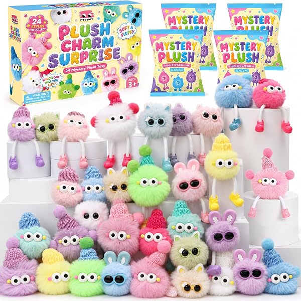 816idJvGoWL._AC_US600_.jpg 24 Stück Plüsch Pom Schlüsselanhänger Mitgebsel Kindergeburtstag im Überraschungsbeutel,Plüsch Anhänger Set mit Monster Tier, Pinata Party Gastgeschenke Kinder Mädchen Junge